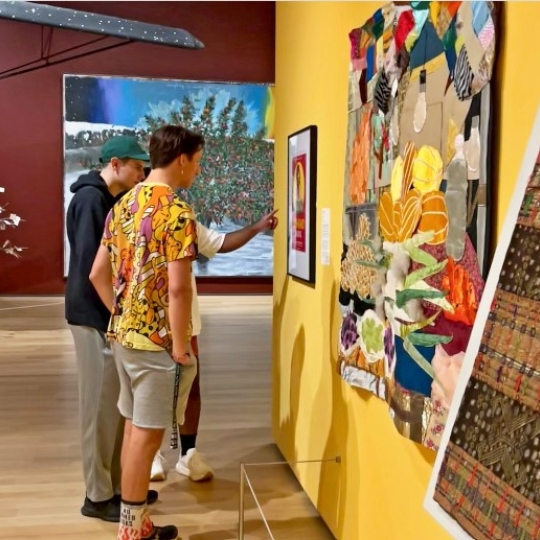 Students admiring art