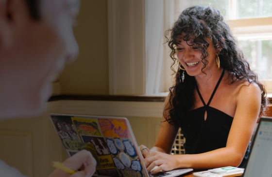 A student working on a laptop