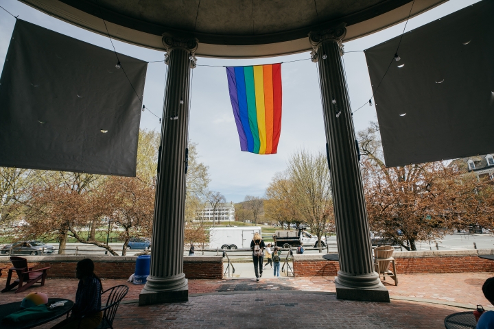 Rainbow Flag hangs outside Collis