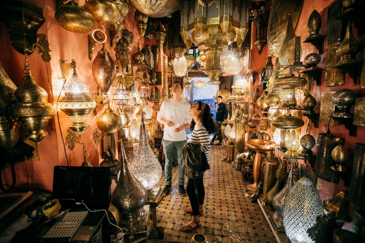 Students in Morocco looking at lamps