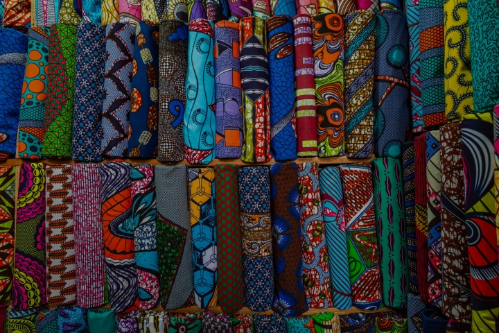 Colorful African cloth swatches