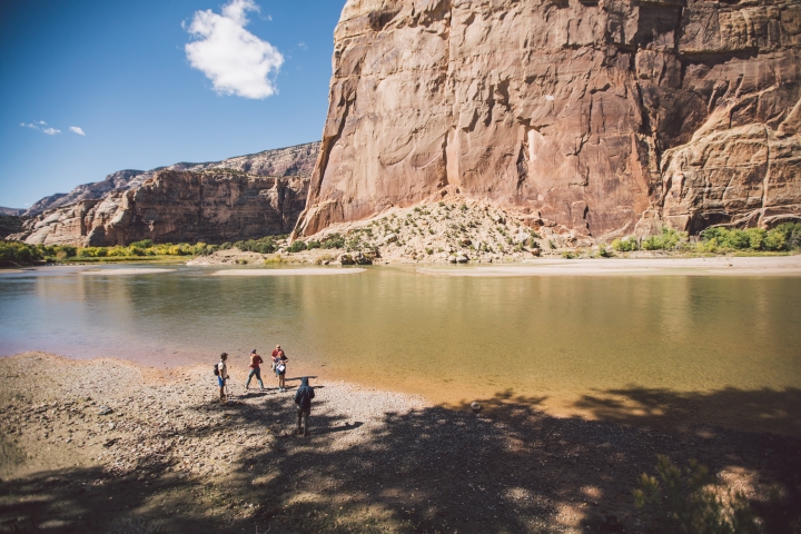 Students measure flow rates in the Green River in Dinosaur National Monument’s Echo Park.