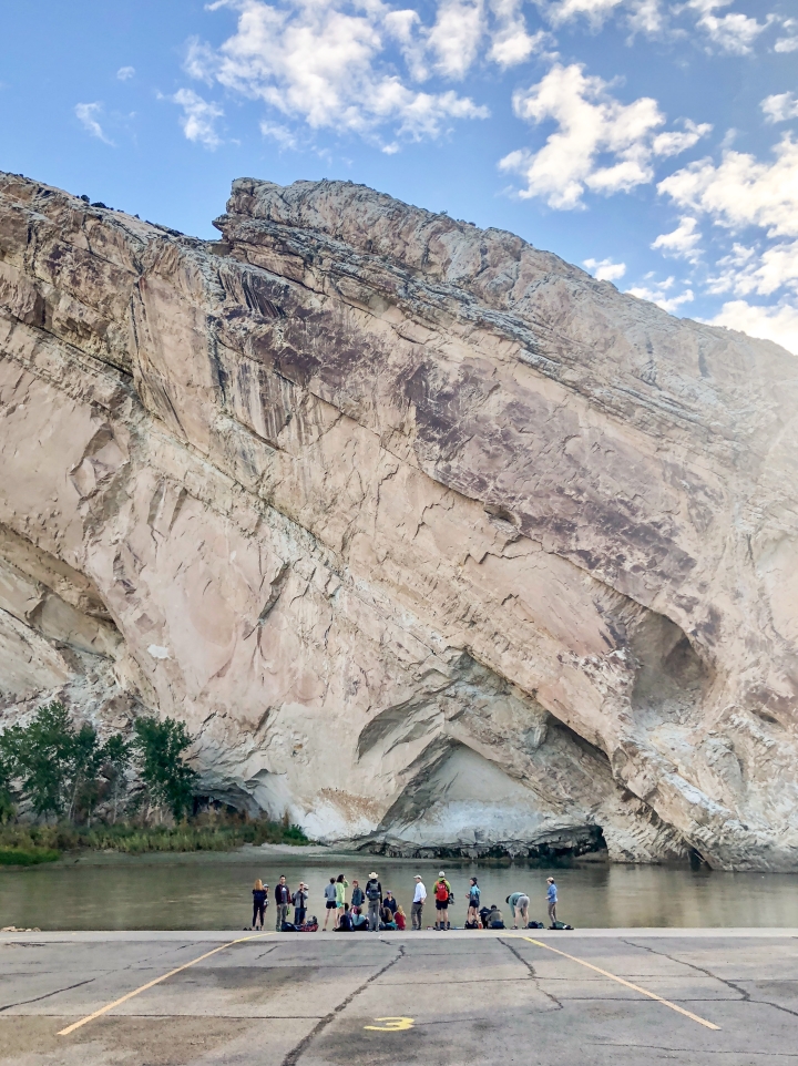 The students take measurements from the Green River in Dinosaur National Monument.