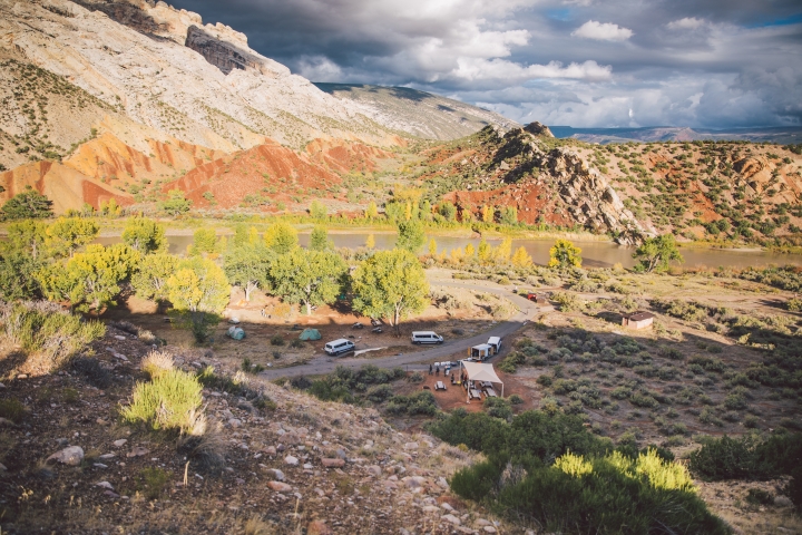 The Stretch makes camp at the Split Mountain Campground in Dinosaur National Monument.