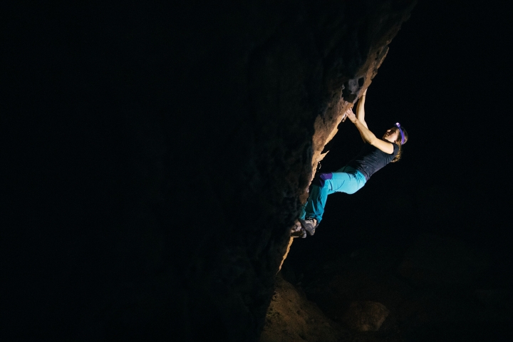 rock climbing in the dark
