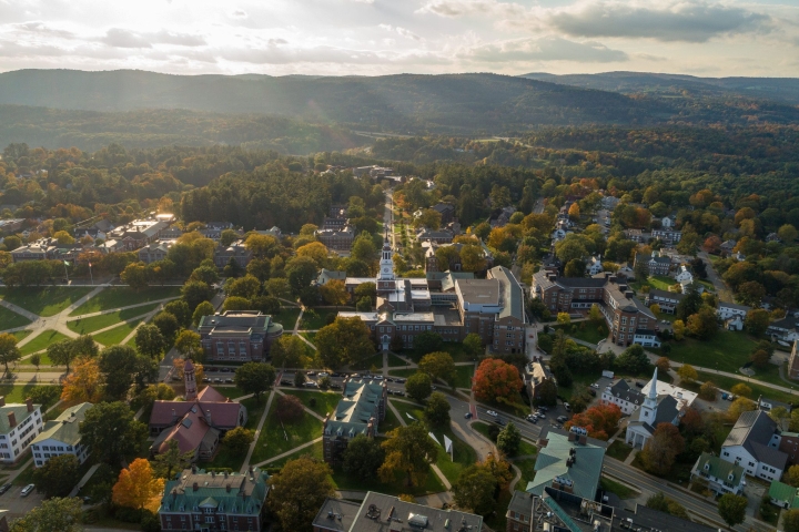 Dartmouth campus aerial in fall