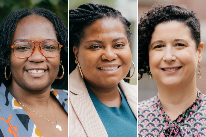 Portraits of Senior Diversity Officer Shontay Delalue, Associate VP Chloe Poston, and Assistant VP Kristi Clemens.