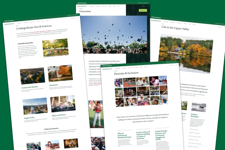 Screenshots of Dartmouth website pages
