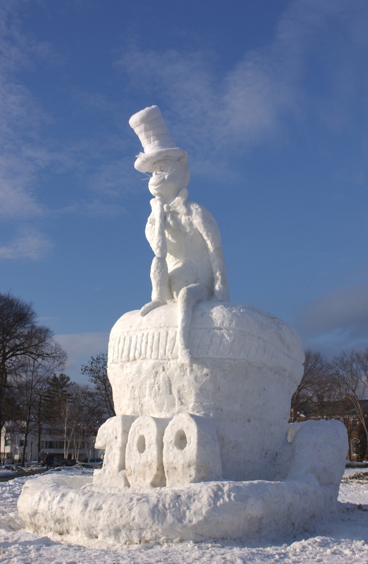 Cat in the Hat snow sculpture