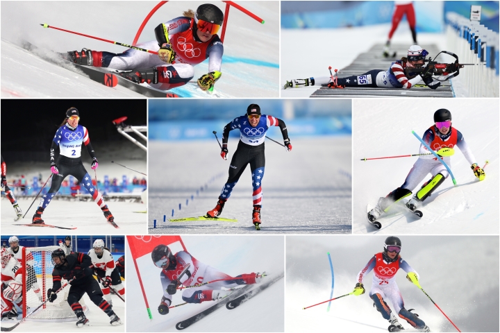 Winter Olympians in action
