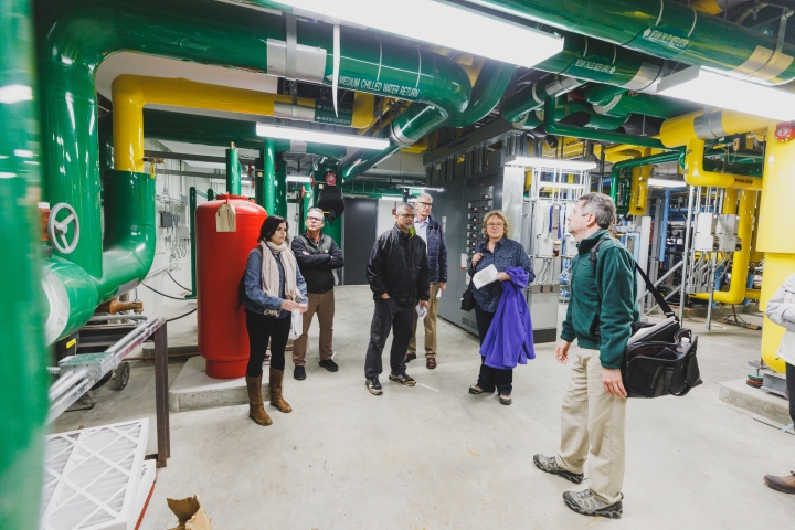 Officials from Mount Holyoke, UMass Amherst, and Williams tour the new Engineering and Computer Science Center