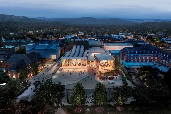 Bird's-eye view of the transformed Hopkins Center for the Arts