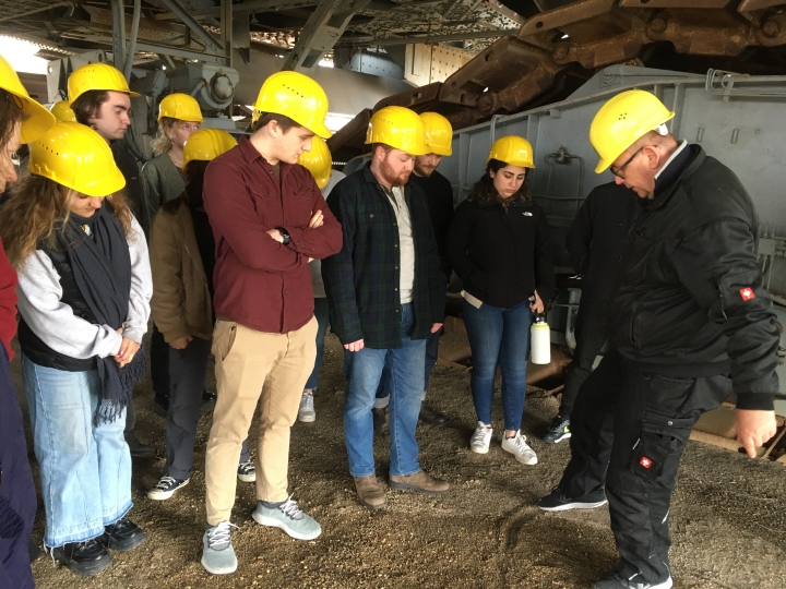 Students tour a former coal mine in Germany