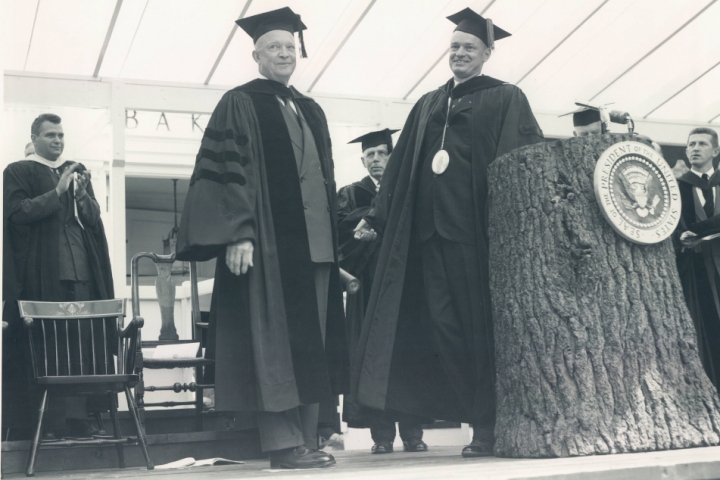President Eisenhower onstage at Dartmouth Commencement
