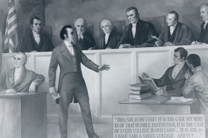 Drawing of Dartmouth v. Woodward being argued