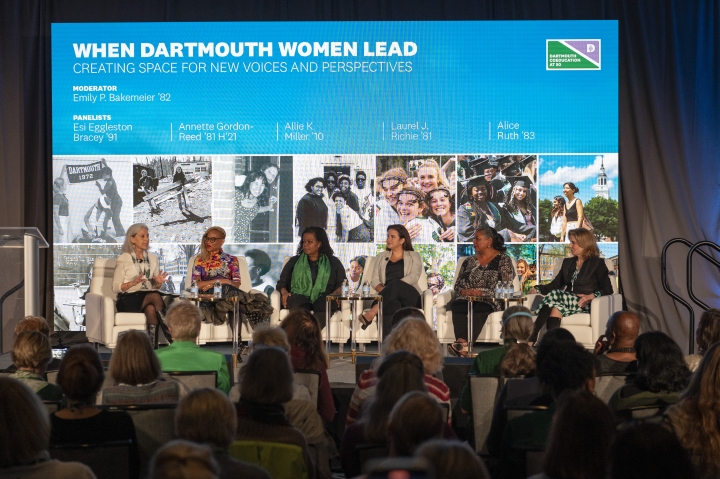Panelists discuss various topics at the Dartmouth rededication talks