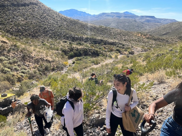 Students hiking in Texas
