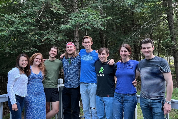 Researchers in Carey Nadell's lab.