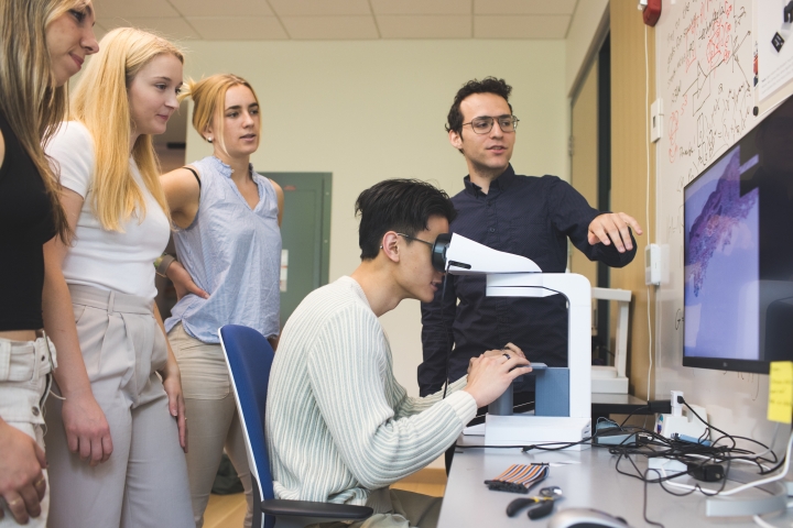 DALI Lab students with smart microscope