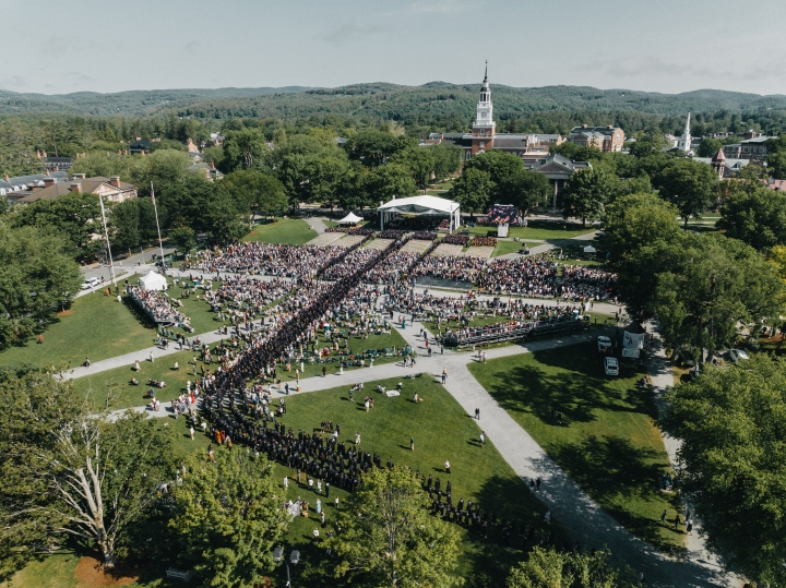 View from above of Dartmouth Commencement