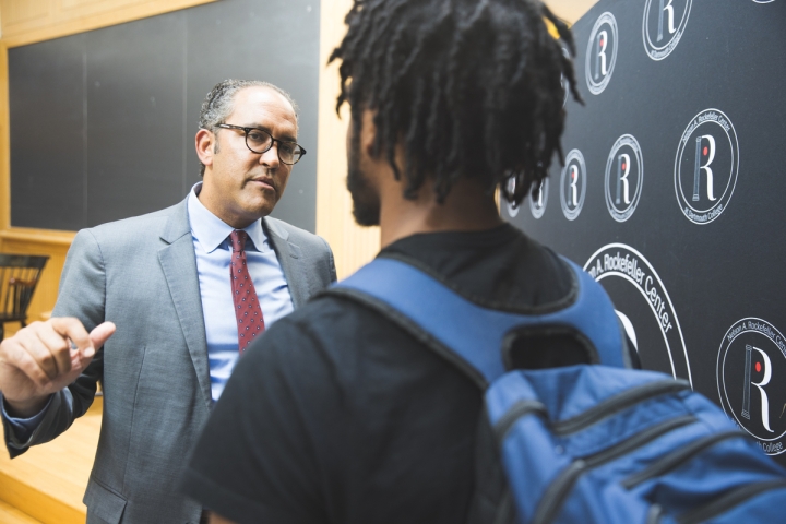 Will Hurd speaking to a student