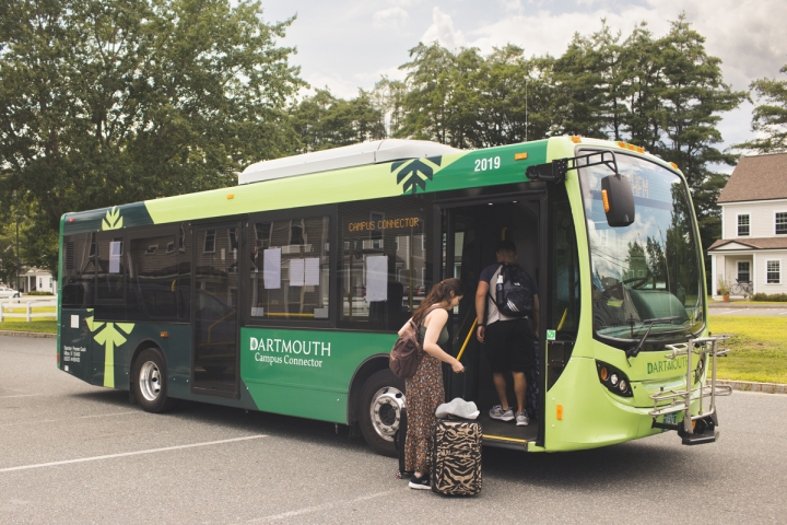 A couple boards the Dartmouth Campus Connector bus