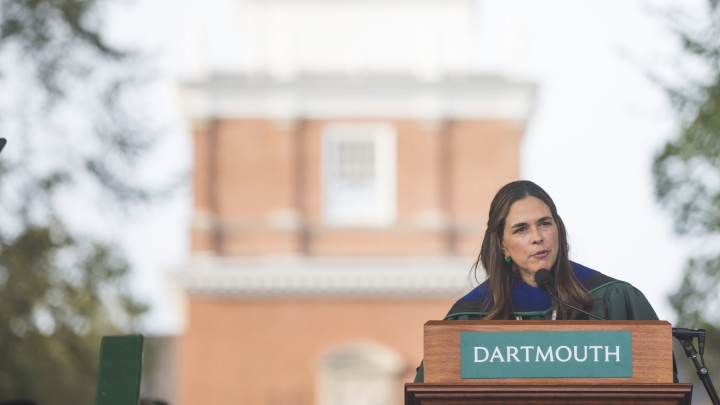 Sian Beilock at her Inauguration as president of Dartmouth