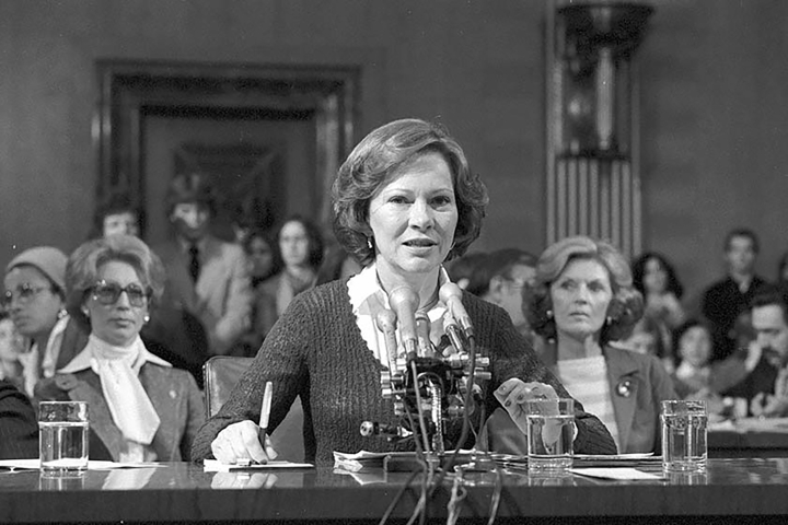 Rosalynn Carter testifying in Congress