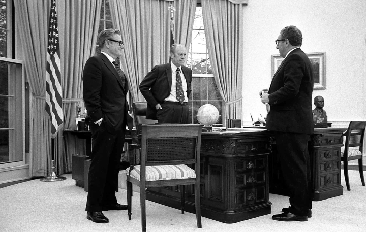 Nelson Rockefeller '30, Gerald Ford, and Henry Kissinger.