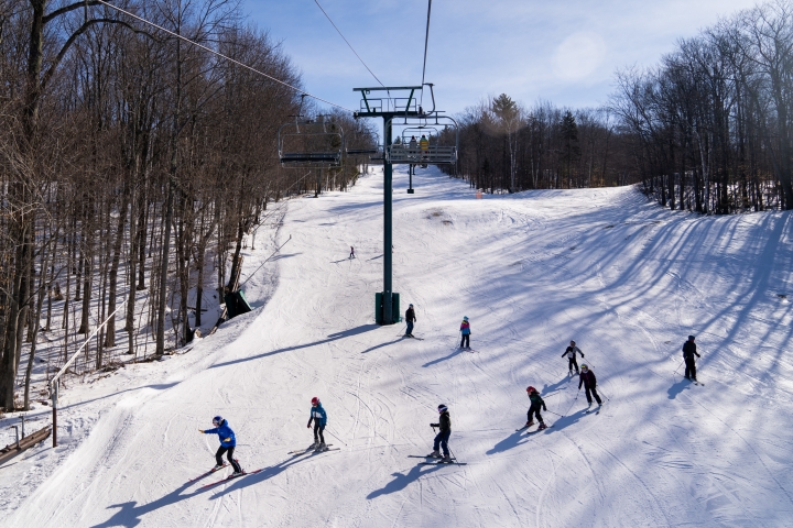 People skiing at the Dartmouth Skiway
