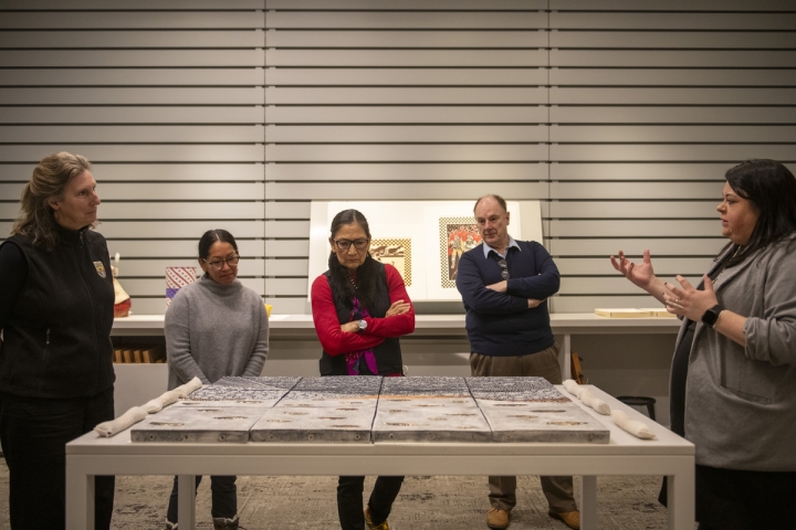 Deb Haaland learns about art at Hood Museum.