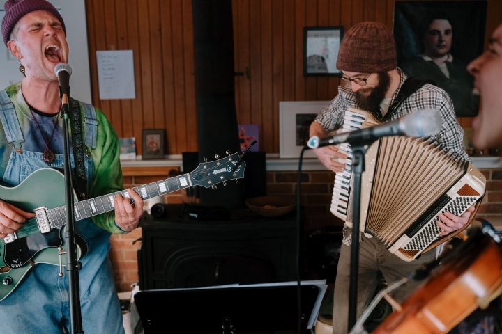 César Alvarez and their band practicing