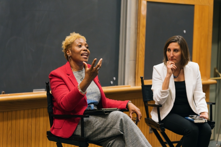 Shanterra McBride and Rosalind Wiseman at the Dialogue Project