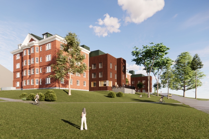 A rendering of the plans for a renovated Fayerweather Hall