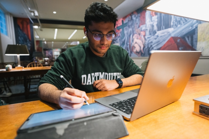 Student studying in the library