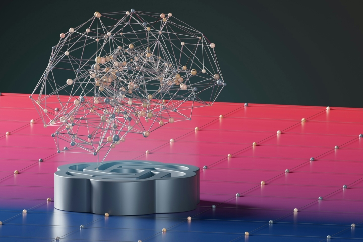 3D model of a wireframe brain