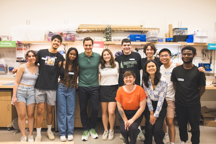 Roger Federer and students