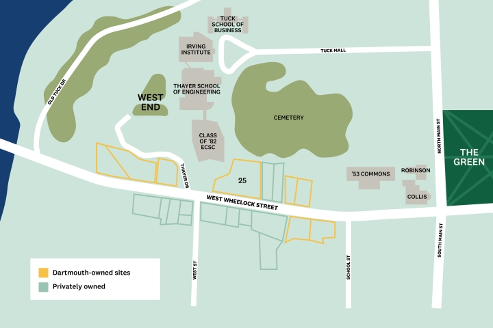 A map of West Wheelock Street