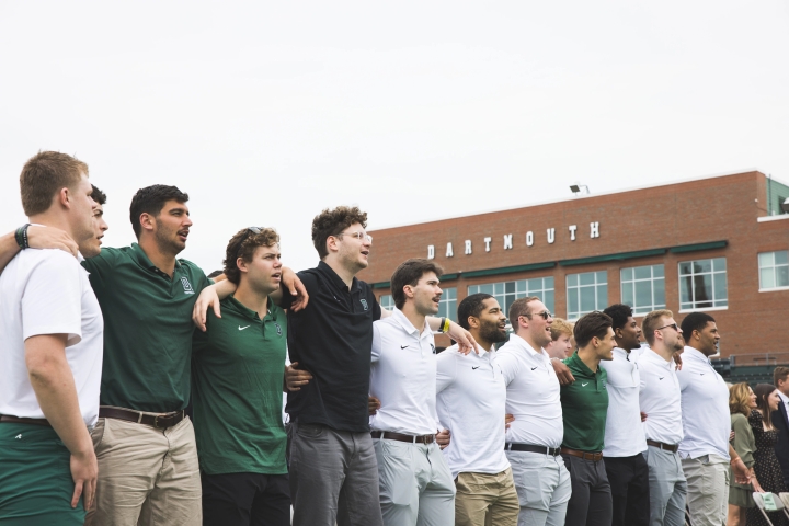 Students sing at Buddy Teevens memorial