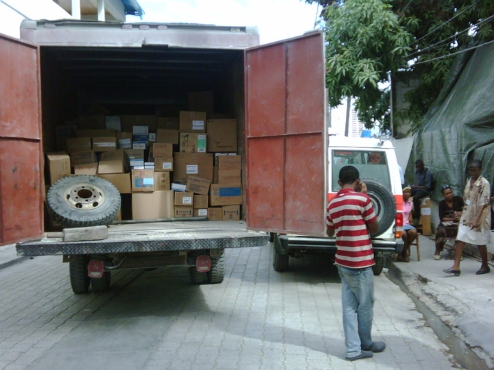 Truck with medical supplies