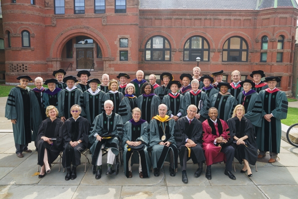 Board of Trustees and Honorary Degree recipients outside Wilson Hall.