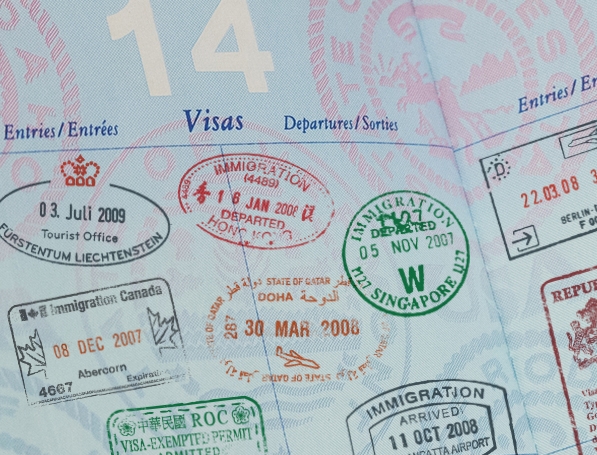 Passport with multiple country stamps