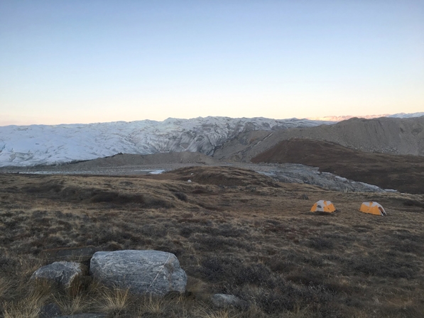 Camp set up near the edge of the Greenland ice sheet