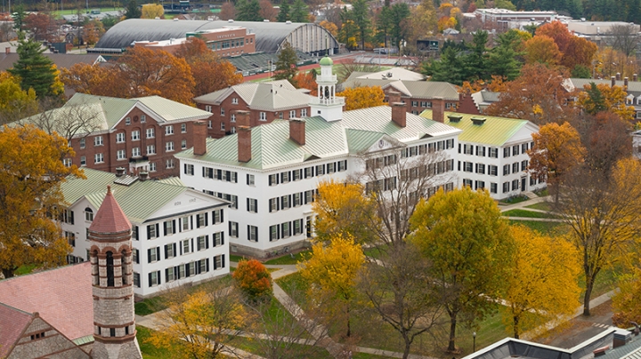 an aerial view of the Green in fall