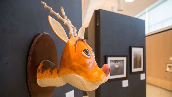 a sculpture of Rudolph the Red Nosed Reindeer