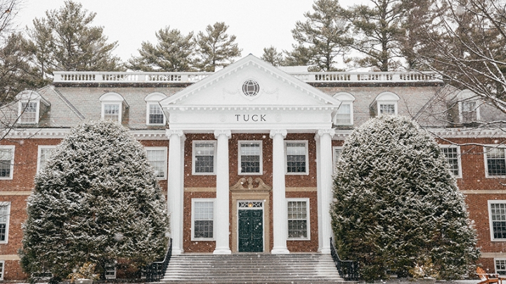 Tuck School of Business in the snow