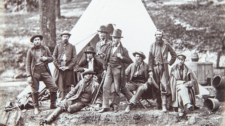 a black and white image of Civil War soldiers