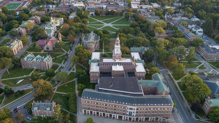 aerial view of Baker Tower