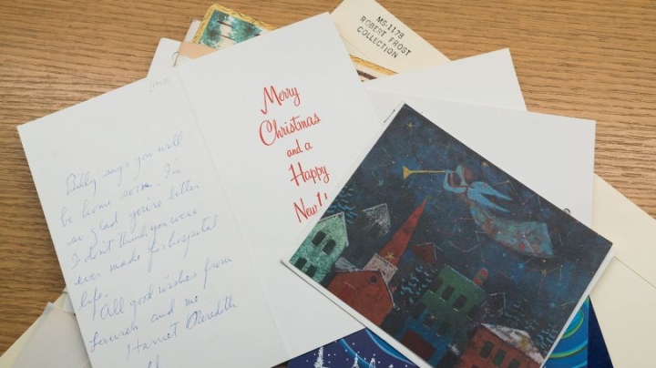 a stack of vintage Christmas cards