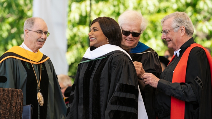 Mindy Kaling at the 2018 commencement ceremony
